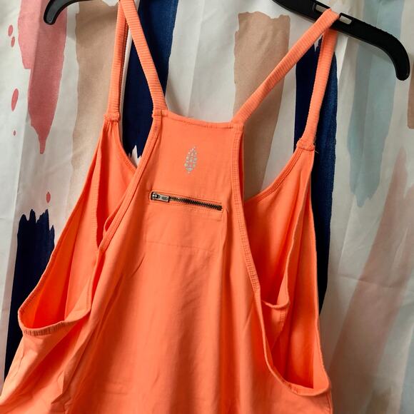 Free People Movement Bright Orange Hot Shot Mini Dress Romper Size Large - Picture 8 of 12